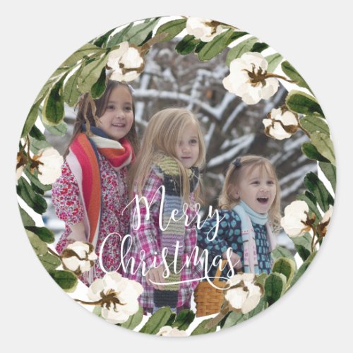 Customer Specific Photo Merry Christmas    Classic Round Sticker