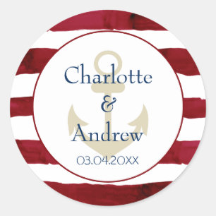 Customer-specific red stripes Anchor Classic Round Sticker