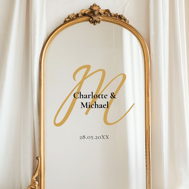 Customer specific, simple, elegant, monogram  window cling (Customer specific, simple, elegant, monogram, wedding, window cling with your names and date.)