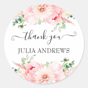 Customer-specific "Thank you!" floral, beautiful Classic Round Sticker