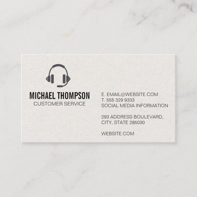 Customer Support Head Set | Corporate Business Card (Front)