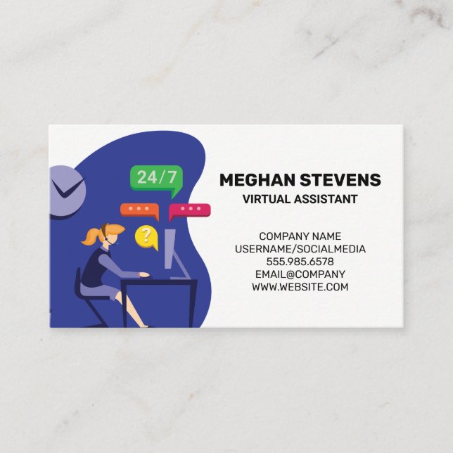 Customer Support Virtual Assistant | Call Center Appointment Card (Front)