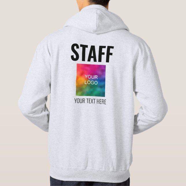 Customer Text Logo Double Sided Mens Staff Team Hoodie (Back)