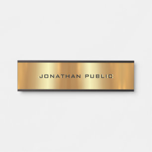 Customer Text  Name Black & Gold Elegant Modern Door Sign