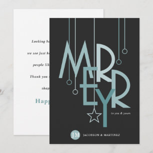 Customer Thank You Holiday Simple Merry Teal Card