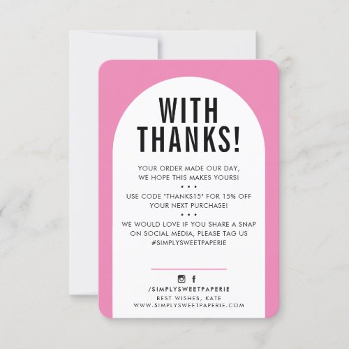 CUSTOMER THANK YOU modern arch candy pink black