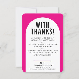 CUSTOMER THANK YOU modern arch fuschia pink black