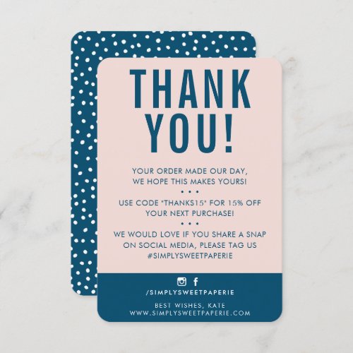 CUSTOMER THANK YOU modern blush pink dark blue