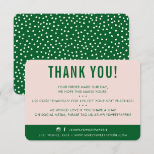 CUSTOMER THANK YOU modern blush pink dark green Card