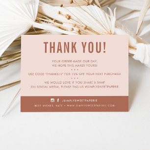 CUSTOMER THANK YOU modern blush pink earthy clay Card