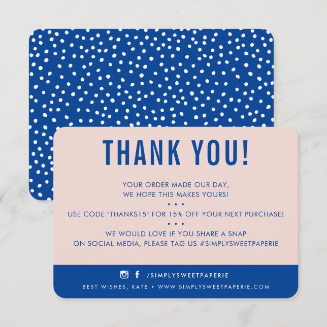 CUSTOMER THANK YOU modern blush pink royal blue (Front/Back)