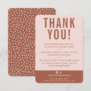 CUSTOMER THANK YOU modern cute blush pink clay Card