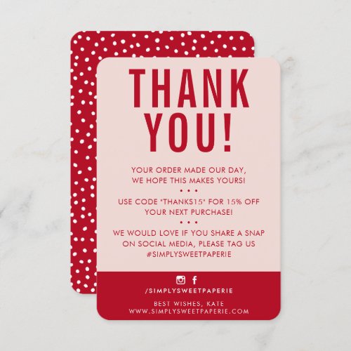 CUSTOMER THANK YOU modern cute blush pink dark red