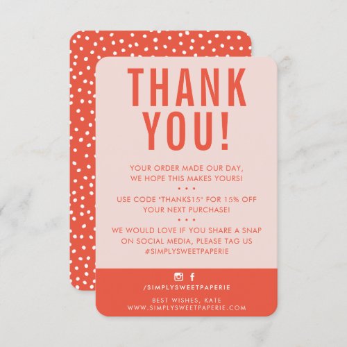 CUSTOMER THANK YOU modern cute blush pink orange