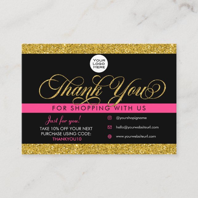 Customer Thank You Package Insert & Discount Card  (Front)