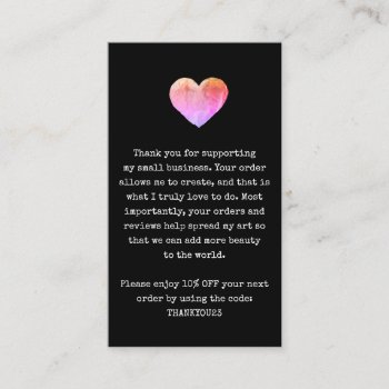 Customer Thank You Rainbow Heart Business Card by sm_business_cards at Zazzle