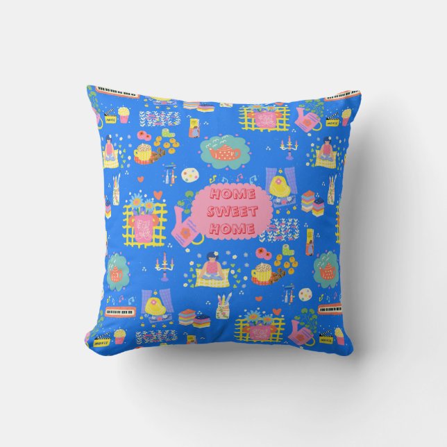 Customermized Home Sweet Home Throw Pillow (Front)