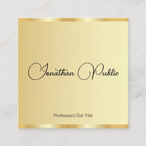 Customers Calligraphy Script Faux Gold Template Square Business Card