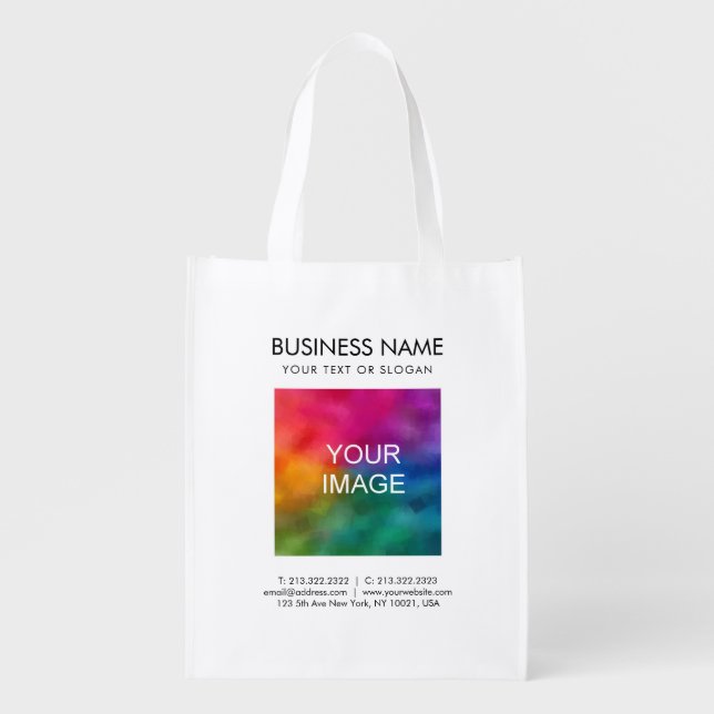 Customers Logo Text Website Url Address Template Grocery Bag (Front)
