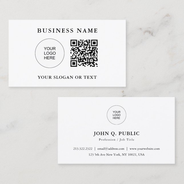 Customers QR Code Company Logo Here Template Business Card (Front/Back)