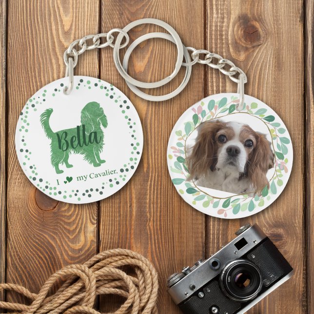 CustomGreen Cavalier Silhouette and Photo Keychain (Creator Uploaded)