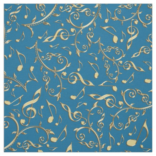 Customiable Color w Gold Music Notes Floral Fabric