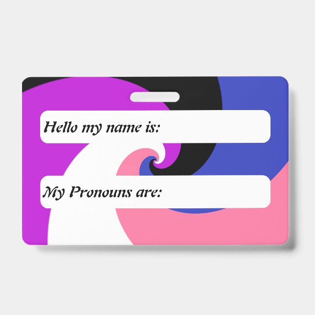 Customiable Groovy Spiral Genderfluid Pride Flag  Badge (Front)