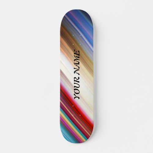 Customiize Your Name Multicolor Stripes Design Skateboard