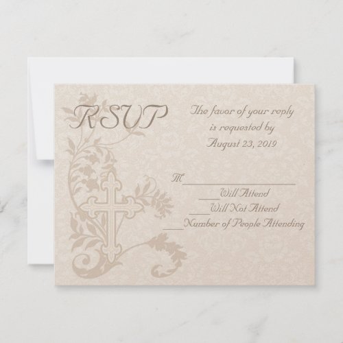 CustomInvites Cross Flourish Wedding RSVP Card