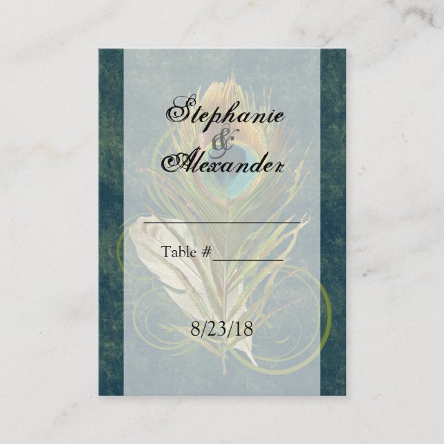 CustomInvites Peacock Feather Wedding Place Cards (Front)