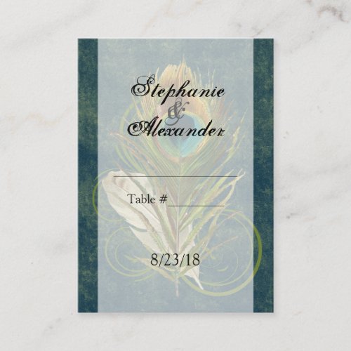 CustomInvites Peacock Feather Wedding Place Cards Business Card Templates