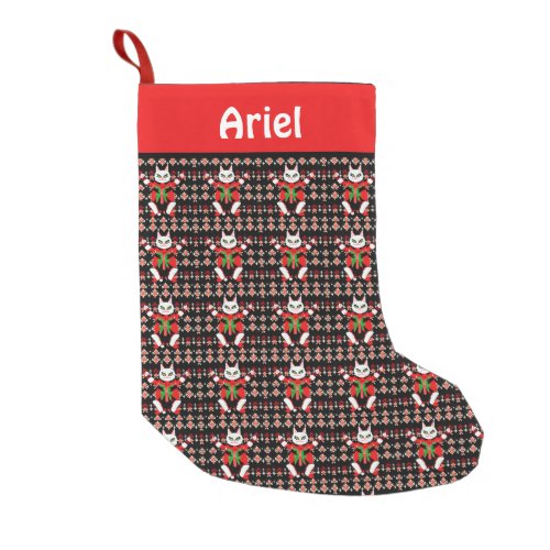 Customisable Angry Cats Christmas Pattern Funny Small Christmas Stocking