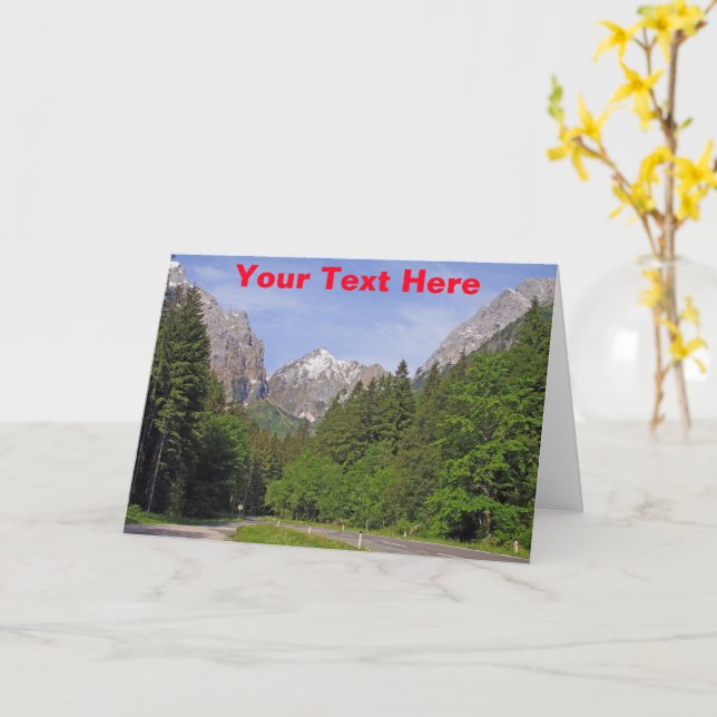 Customisable Austrian Alps Card (Yellow Flower)