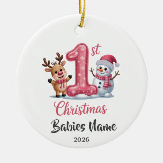 Customisable Babies 1st Christmas Ceramic Ornament
