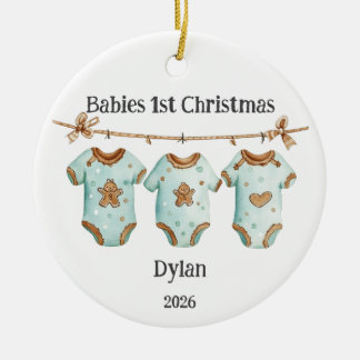 Customisable Babies 1st Christmas for Boy Ceramic Ornament
