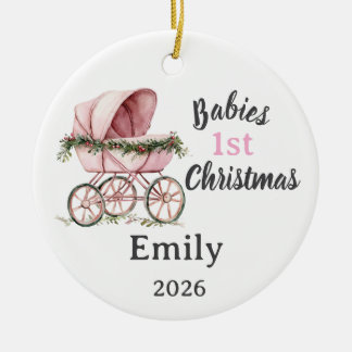 Customisable Babies 1st Christmas for Girl Ceramic Ornament