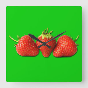 Customisable Background Strawberries arc2 Square Wall Clock