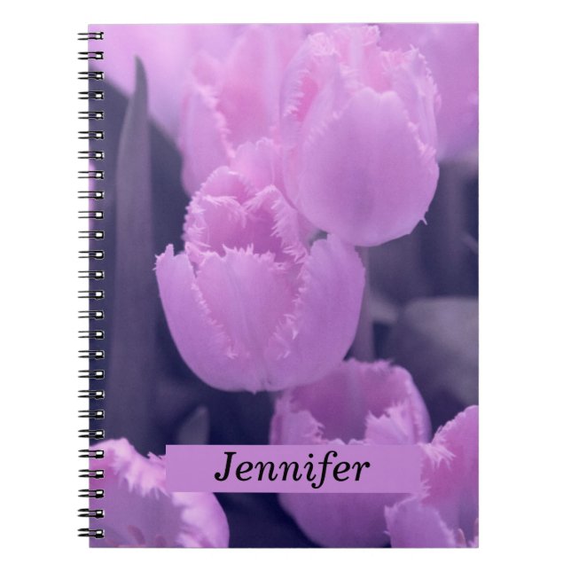 Customisable Beautiful Purple Tulip Back to School Notebook (Front)