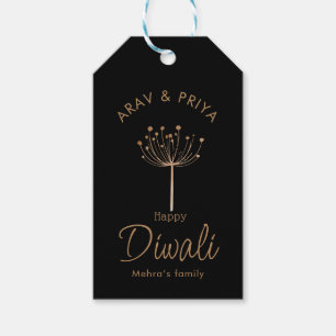 Customisable black and gold Diwali  Gift Tags