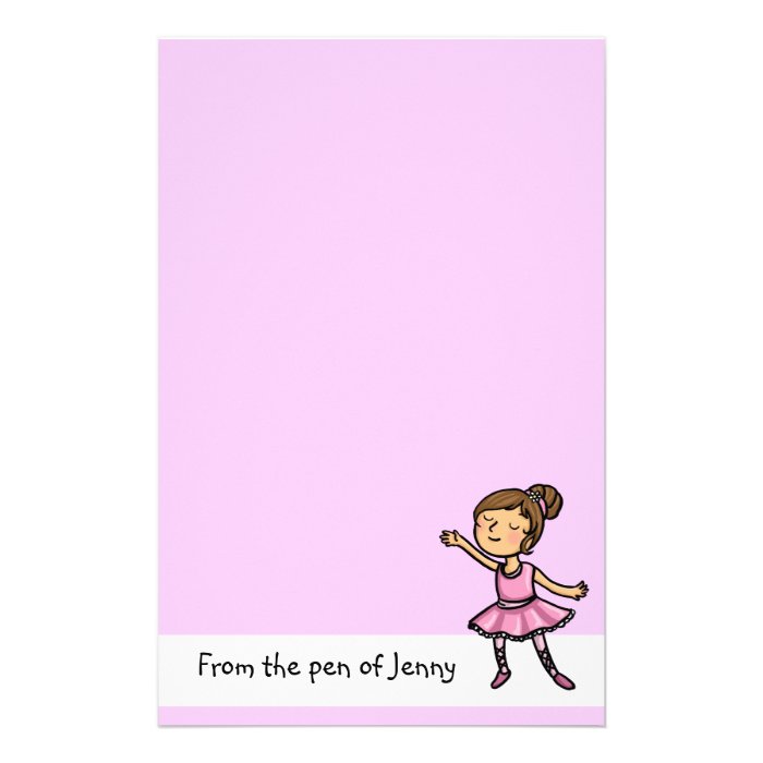 customisable cartoon ballet dancer stationary stationery design