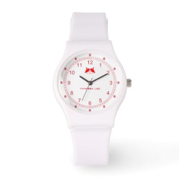Customisable Cat Lady Watch In Red by Youbeaut at Zazzle