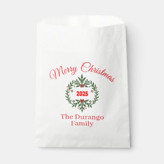 Customisable Christmas Festive Floral Wreath Favor Bag