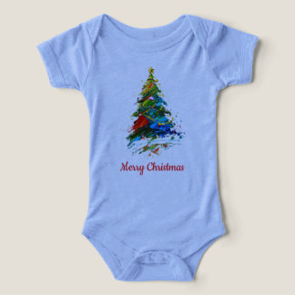 Customisable Christmas Tree Oil Painting Onepiece Infant T-shirt