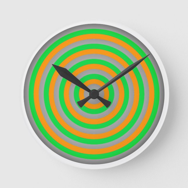 Customisable Colourful Concentric Circle Design Round Clock (Front)