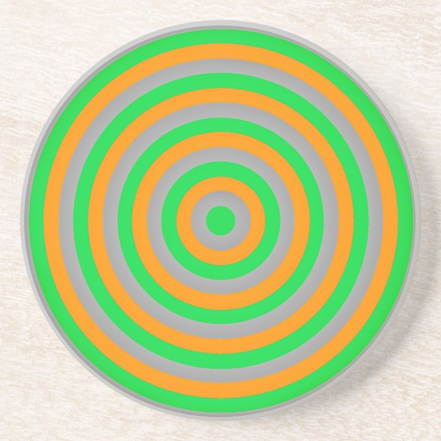 Customisable Colourful Concentric Circle Design Sandstone Coaster (Front)
