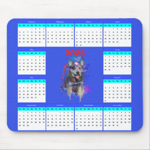 Customisable Cute Blue Heeler Dog Calendar Mouse Pad