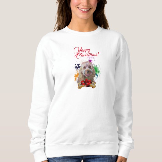 Customisable Cute British Bulldog Yappy Christmas Sweatshirt (Front)