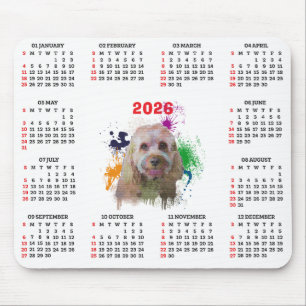 Customisable Cute Cavapoo Dog Calendar Mouse Pad