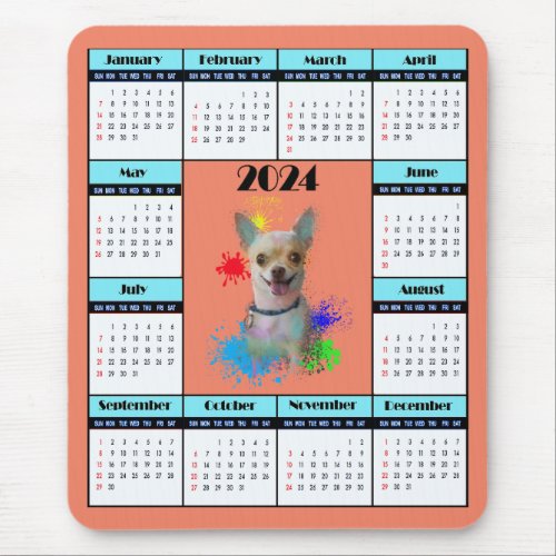 Customisable Cute Chihuahua Dog Calendar   Mouse Pad