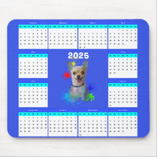 Customisable Cute Chihuahua Dog Calendar Mouse Pad